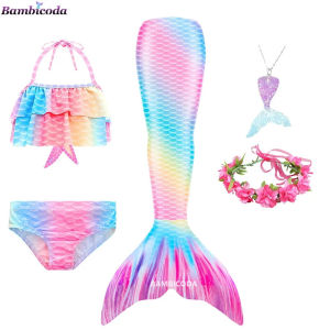 [Walson] สาวว่ายน้ำหางนางเงือกเด็กคอสเพลย์ Monofin แอเรียลเงือกชุดว่ายน้ำสำหรับว่ายน้ำเครื่องแต่งกายเด็กฮาโลวีนปาร์ตี้ชุดว่ายน้ำ