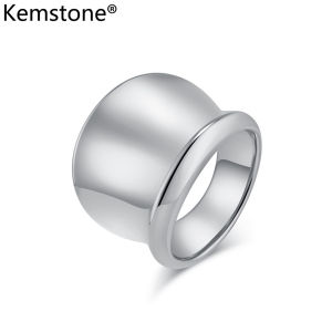 Kemstone Stainless Steel Female Smooth Big Ring Gold Plated Ring for Womens Rings Jewelry