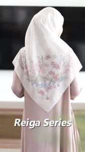 DAFANYA x Revalina S. Temat - Reiga Series Jilbab Motif Floral Kerudung Segi Empat Hijab Scarf bahan Voal Laser Cut