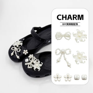 8Pcs Luxury Crocs Jibbitz Charms Pearl Bow Bead Flower Shoe Buckle Decoration for Crocs