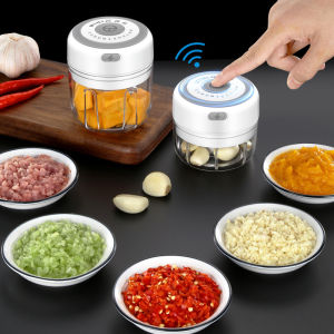 New Mini Wireless Electric Garlic Masher Chili Meat Masher Baby Food Supplement Machine Electric Garlic Paste Machine Multifunction Stainless Steel Kitchen Tools Powerful Helpful USB Charging Pepper Vegetables Pepper Dining