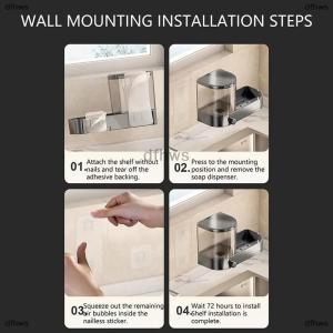 [COD] dfhws With Drain Tray Wall Mounted Soap Dispenser With Sponges Holder Hand Press Dishwashing Liquid Holder Large Capacity Waterproof