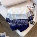 Ice Silk Top Women's Fashion Color Blocked Thin Knit Sweater for Commuting. 