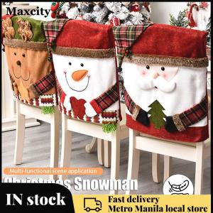 Seasonal Christmas Chair Covers Santa Snowman Design 2 Pcs for Festive Home Decor