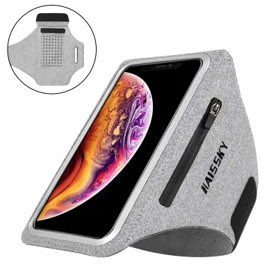 HAISSKY Running Sport Armbands For iPhone 17 16 15 14 13 Pro Max 15 Plus 16e 17 Air Samsung S25Ultra Zipper Pocket Arm Bag Pouch