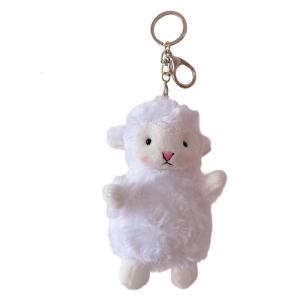 Portable Plush Dog Keychain Charm With Blue Bowknot And Mini Bag Durability Metal Clasp For Backpack Car Decoration Gift