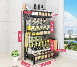 Black Kitchen Rack Condiment Storage Space-Saving Knife Rack Chopsticks Box Chopping Board Rack Seasoning Rack