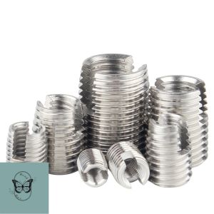 HCdailyToolsMix M2 M2.5 M3 M4 M5 M6 M8 M10 M12 M14 M16 M18 M20 303 Stainless Steel/Carbon Cteel Self Tapping Thread Insert Self Tapping Screw Bushing Slotted Type Thread Repair Inset