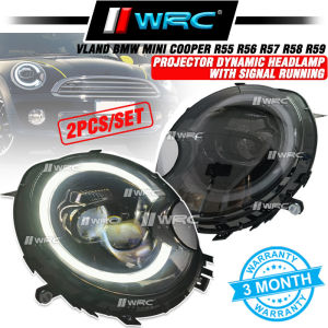 Vland BMW Mini Cooper R55 R56 R57 R58 R59 2007 - 2013 Projector Dynamic Headlamp With Signal Running ( Clear + Black )