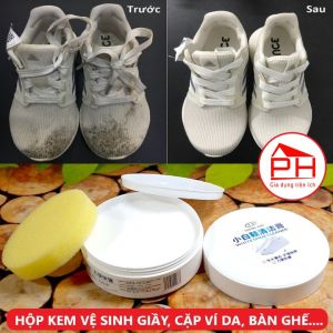 Kem làm sạch giày da thể thao (Hộp 260g) Sáp vệ sinh cặp túi ví bóp ghế da tẩy vết bẩn nội thất ô tô tường nhà tiện dụng