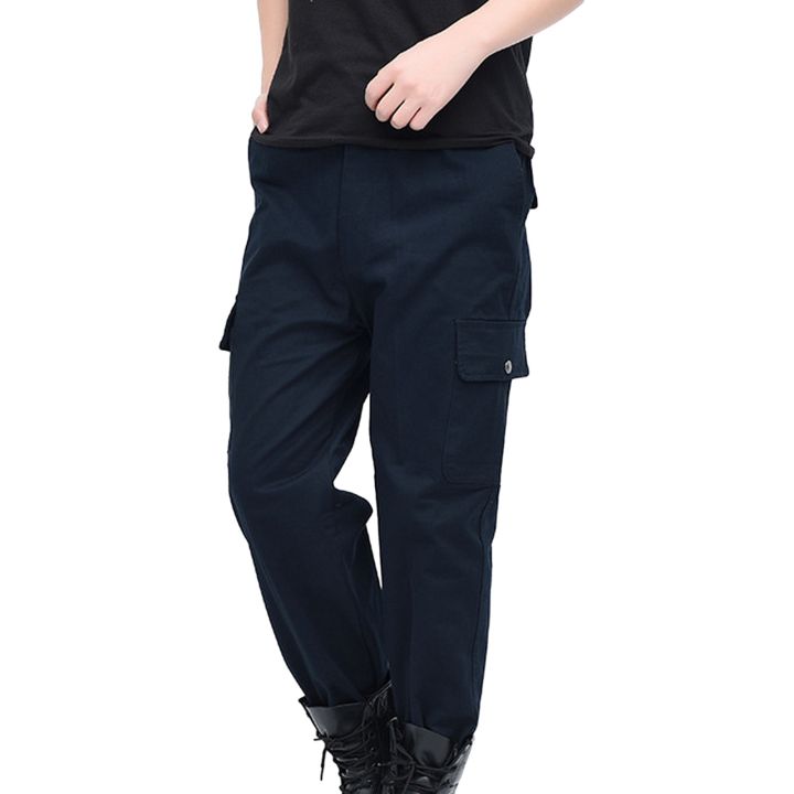 Good Partners Men Cargo Pants Multi Pockets Wear-resistant Solid