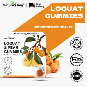 【NEW ARRIVAL】Natures Key Loquat Pear Gummies Soothing Throat Support Immune Defense Pear Flavor Sugar-Free Kid-Friendly 30 Gummies