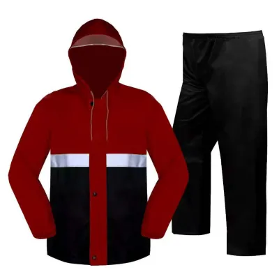 Motorcycle Raincoat Suit with Reflective Safety Strip for Night Visibility Unisex Raincoat Set