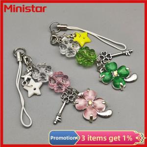 Ministar Exquisite Lucky Leaf Phone Pendant Fashion Phone Chain Cute Four Leaf Clover Keychain Backpack Decoration Accessories Gifts
