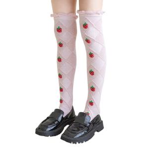 1 Pair Long Tube Socks for Kids Cotton Childrens Above Knee Length Socks Printed Stockings for 2025 Spring Daily