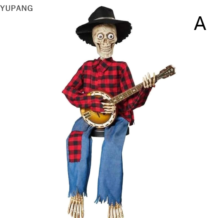 YUPANG Animated Skeleton Halloween Decorations,Funny Dueling Banjo