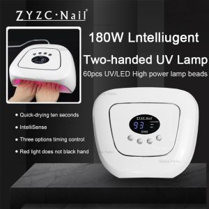 ZYZC L-Intelligent 180W / Pengering Kuku Lampu UV LED 60pcs / UV Nail Dryer Lamp No Black Hand / Dua Tangan Anti Hitam Lampu Kutek UV