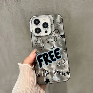 New! Case BlueFree Aesthetic Texture Wrinkle Metalic Case - Hardcase/Casing Hp For Iphone 7 8 7+ 8+ X Xs Xr 11 12 13 14 15 16 PRO PROMAX RCI484