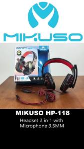 Set Fon Kepala Mic Extra Bass Gaming 3.5mm AUX Audio PC Laptop Wired Headset HP-117 HP-115