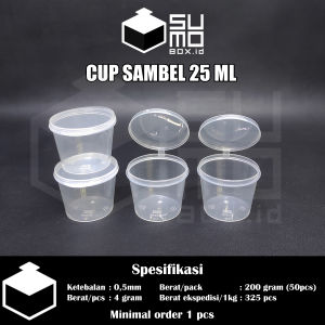 [1 PAK ISI 50 PCS] Cup Saus Klip 25ml / Wadah Plastik Saos Sambal Mayonaise / Thinwall Kontainer 25 ml Mini Anti Bocor