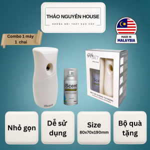 Máy xịt thơm phòng tự động IScent Au 08 (Bộ 1 máy + Chai xịt phòng hương Lemon)