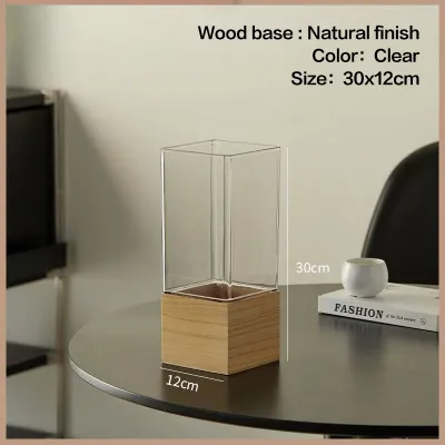 [SG] Acrylic Vase Wooden Base Stand Ins Style DIY Ornaments Flower Decorative Vase