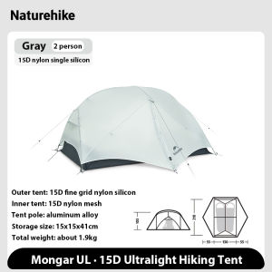 Naturehike Mongar UL 15D Nylon Ultralight Hiking tent Outdoor Camping Portable 1-2 Person Tent with Ground Mat