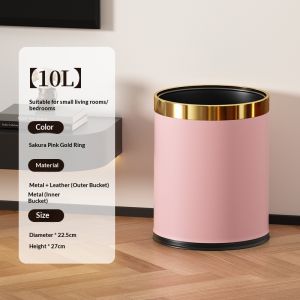 Thùng rác da đơn giản 10l/14L Thùng rác kim loại kép Thùng rác cho gia đình dung tích lớn cho phòng tắm phòng ngủ phòng khách văn phòng