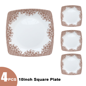 4pcs set Brown Flower Design Dinnerware Plate / Bowl / Cup Smart Kitchen Ph
