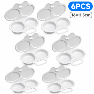 6Pcs Microwave Egg Poacher Food Safe PP Heat Resistant 120℃ Dual Slot Sealed Lid Portable Handle for Quick Breakfast Baby Food