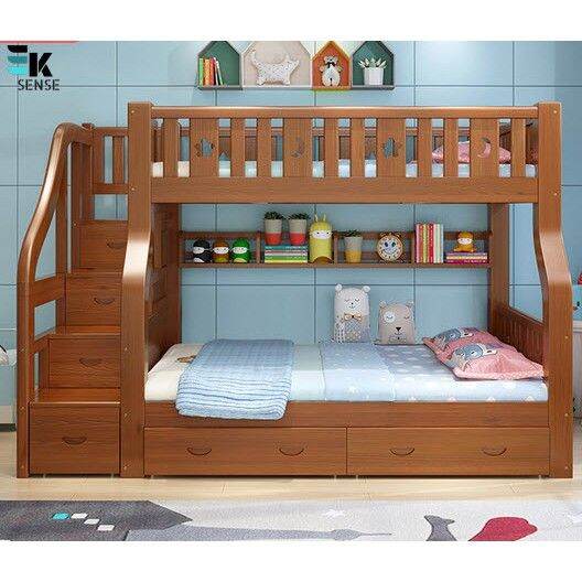 Dark wood deals bunk bed