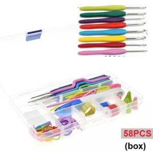 Jarum Rajut Set 58pcs 100pcs Set Alat Rajut Set Hakpen Set Perlengkapan Rajut Set BOX Tas