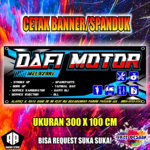 Cetak Banner Cetak Spanduk Bengkel DAFI MOTOR Ukuran 300X100 CM  BISA REQUEST