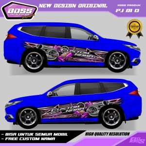 PJ 01 - STIKER DECAL MOBIL PAJERO MOBILIO SIGRA AVANZA SEDAN CHEVROLET TERIOS GRATIS CUSTOM NAMA
