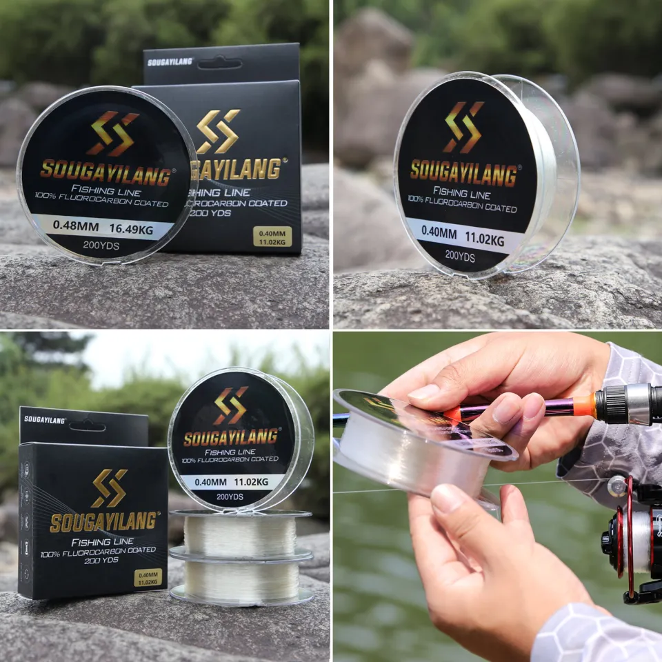 Sougayilang Fishing Leader Line 200 500 1000 Yds Fishing 100% Fluorocarbon  Coated Line Virtually Invisible Faster Sinking Abrasion Resistance UV  Resistance Fishing Line