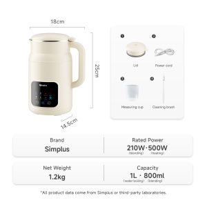 Simplus 1000ml Soy Milk Maker Food Processor Hot & Cold Drinks Fruit & Veggie Juice Puree Smoothies PBJH001