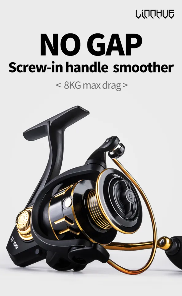 LINNHUE New Fishing Reel X3-1000-7000 Screw in Handle Powerful 5.2:1 Speed  Max Drag 8kg Spinning Reel Saltwater Fresh Water Reel