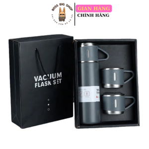 Bình Giữ Nhiệt Cao Cấp 500ML Lõi Inox 304 Tặng Kèm 2 Cốc Cách Nhiệt Fullbox Làm Quà Tặng Sang Trọng