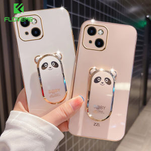 FLOVEME INS Plating Phone Case For iphone 13 12 11 Pro Max 13 12 Mini X XR XS Max 7 8 Plus With Bear Bracket All-inclusive Shockproof Back Cover