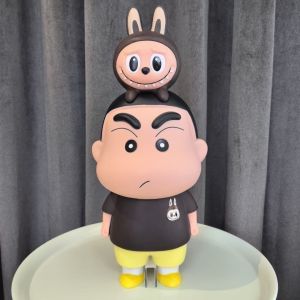 Labubu Crayon Shin Chan Car Desktop Decoration Anime Cute Ornament Handmade Doll Model Gift