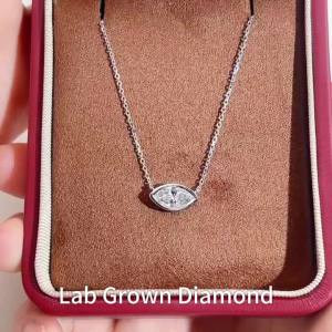 Marquise Shape Lab Grown Diamond Necklaces 9K Real Gold Pendant For Women Girls In Stock Wholesale MSN-989