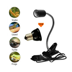 Pet Heating Lamp 25/100W Infrared Ceramic Emitter Heat Light Bulb Pet Brooder Reptile Lamp with Adjustable Holder&Switch