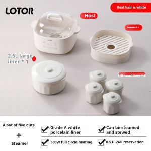 5 to 6 People 6L Electric Stew Pot Household Fully Automatic 24H Reservation Baby Porridge Cooker Slow Cooker Ceramic Pot Ceramic Multi-function Soup Pot Porridge 炖锅/ 电炖锅