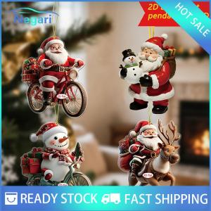 NG Motor✨ COD ✨ Car Christmas Pendant Acrylic 2D Cartoon Santa Claus Snowman Animal Pet Festive Hanging Ornaments For Xmas Tree Decor