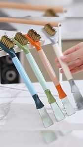 HB Dual Head Cleaning Brush with Scraper Copper Wire Bristle Gap Cleaner for Gas Stove Range Hood