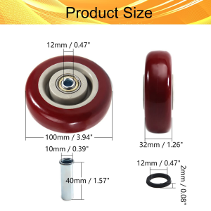 RODA TROLY ROLY ETALASE PU MERAH DOUBLE BEARING SUS 304 HEAVY DUTY UP TO 500 KG