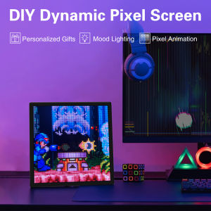 LED Pixel Display 64x64 Programmable DIY Dynamic HD LED Panel Display Frame with APP Control for Gaming Room Home Decoration Business Advertisement