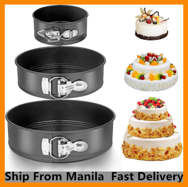 3Pcs Set Non Stick Spring Form Round Cake Baking Bake Tin Tray Pan Cake  Mold Bakeware Kit 18cm 20cm 22cm