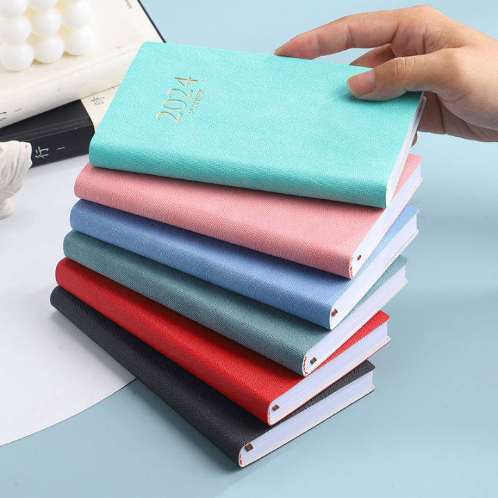 A6 Leather Calendar Book 2024 Color Index Daily Plan Practical Notebook ...