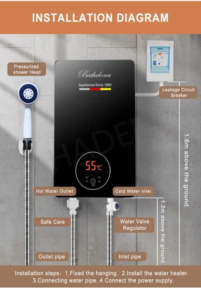 HADEN Water Heater For Shower 7500W Instant Hot Water Heater